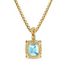 David Yurman Marbella Pendant in 18K Yellow Gold with Sky Blue Topaz, 12mm