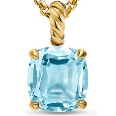 David Yurman Marbella Pendant in 18K Yellow Gold with Sky Blue Topaz, 12mm
