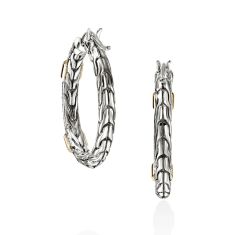 John Hardy Essential 1/3ctw Diamond Pave Two-Tone Sterling Silver Hoop Earrings