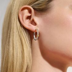 John Hardy Essential 1/3ctw Diamond Pave Two-Tone Sterling Silver Hoop Earrings