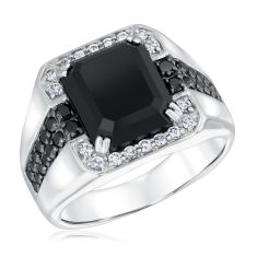 image of Men's Black Onyx and 1ctw Diamond and Black Diamond Ring with sku:20545570