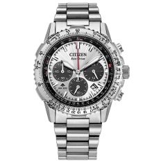 Citizen Eco-Drive Promaster Navihawk Silver-Tone Dial Stainless Steel Bracelet Watch 40mm - CA4660-61A