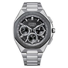 Citizen Eco-Drive Attesa Gray Dial Super Titanium Bracelet Watch 43mm - CC4104-53E