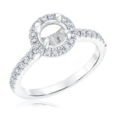 3/8ctw Round Diamond Halo 14k White Gold Engagement Ring Setting 1