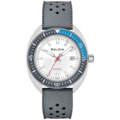 Bulova Snorkel Great White Shark White Dial Gray Rubber Strap Watch 41mm - 98B449