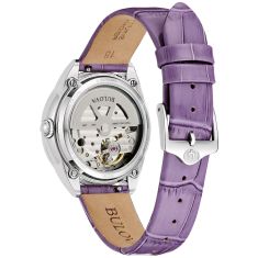 Bulova Sutton Classic Mother-of Pearl Dial Purple Leather Strap Watch 34mm - 96L339