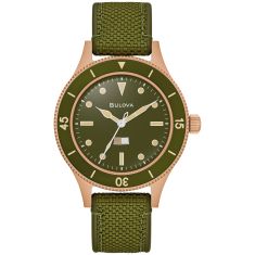 Bulova Mill Ships Special Edition Green Dial Strap Watch 41mm - 98A324