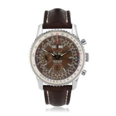 Previously Owned Breitling Montbrillant Chronograph Brown Leather Strap Watch 43mm - A21330