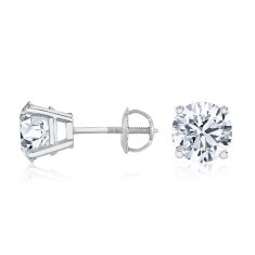 4ctw Round Lab Grown Diamond Solitaire 14k White Gold Stud Earrings