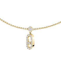 Messika Move Uno 5/8ctw Diamond Pave 18k Yellow Gold Drop Pendant Choker Necklace