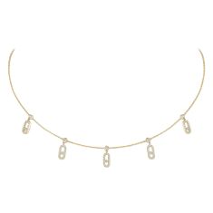 image of Messika Move Uno 5/8ctw Diamond Pave 18k Yellow Gold Drop Pendant Choker Necklace with sku:20547444
