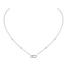 image of Messika Move Uno 1/10ctw Diamond 18k White Gold Necklace with sku:20547451