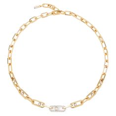 image of Messika Move Link 1 1/10ctw Diamond 18k Yellow Gold Chain Necklace with sku:20547485