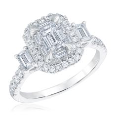 1 3/4ctw Emerald Diamond 14k White Gold Halo Engagement Ring 1