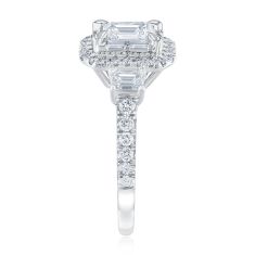 1 3/4ctw Emerald Diamond 14k White Gold Halo Engagement Ring