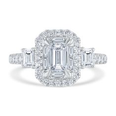 1 3/4ctw Emerald Diamond 14k White Gold Halo Engagement Ring