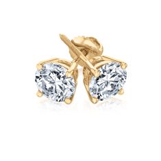 image of 3ctw Round Lab Grown Diamond Solitaire 14k Yellow Gold Stud Earrings with sku:20547907