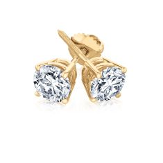 image of 2ctw Round Lab Grown Diamond Solitaire 14k Yellow Gold Stud Earrings with sku:20547915