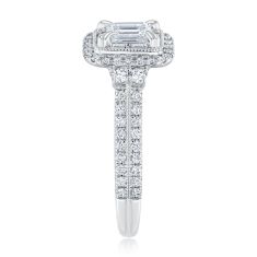 1 1/4ctw Emerald Diamond 14k White Gold Vintage-Inspired Engagement Ring