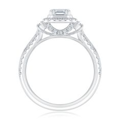 1 1/4ctw Emerald Diamond 14k White Gold Vintage-Inspired Engagement Ring