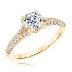 image of 1 1/3ctw Round Diamond 14k Yellow Gold Engagement Ring with sku:20548046