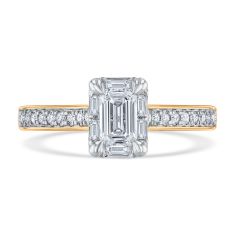 1ctw Emerald Diamond 14k Yellow Gold Engagement Ring