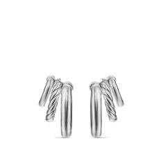David Yurman DY Mercer Three Row Hoop Earrings in Sterling Silver, 21mm 1