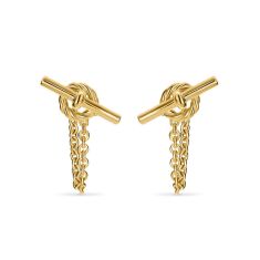 David Yurman DY Mercer Petite Toggle Chain Stud Earrings in 18K Yellow Gold, 38.2mm 1