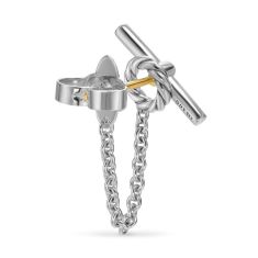 David Yurman DY Mercer Petite Toggle Chain Stud Earrings in Sterling Silver with Diamonds, 38.2mm