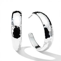 image of IPPOLITA Classico Medium Hammered Hoop Earrings with Tapered Ends with sku:20555272