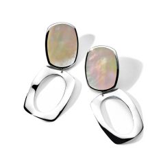 IPPOLITA Polished Rock Candy Long Oval and Large Frame Post Earrings in Brown Shell