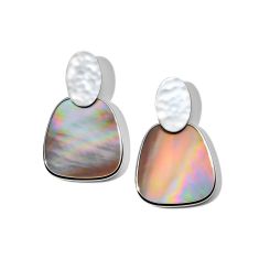 image of IPPOLITA Polished Rock Candy Crinkle Brown Shell Oval Post Sterling Silver Earrings with sku:20556361