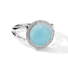 IPPOLITA Lollipop Mini Lollitini Blue Quartz 1/6ctw Diamond Sterling Silver Ring