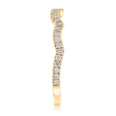 1/5ctw Lab Grown Diamond 14k Yellow Gold Contour Wedding Band