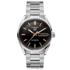 TAG Heuer CARRERA Day-Date Black Opaline Dial Stainless Steel Watch 41mm - WDA2111.BA0043