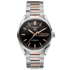 TAG Heuer CARRERA Day-Date Black Opaline Dial Two-Tone Stainless Steel Watch 41mm - WDA2111.BD0001