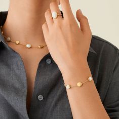 Marco Bicego Siviglia 18k Yellow Gold Mother of Pearl and Gold Station Bracelet