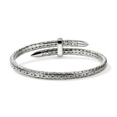 John Hardy Spear Black Sapphire 5.5mm Sterling Silver Cuff Bracelet