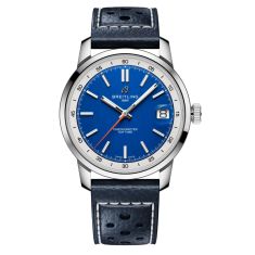 Breitling Top Time B31 Blue Dial Blue Leather Strap Watch 38mm - AB3113A71C1X1