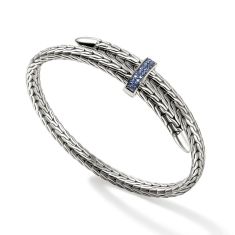 John Hardy Spear Blue Sapphire 5.5mm Sterling Silver Cuff Bracelet