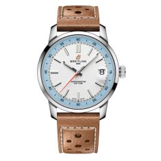Breitling Top Time B31 Gray and Blue Dial Brown Leather Strap Watch 38mm - AB3113281A1X1  1