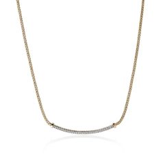 John Hardy Essential 1/4ctw Diamond Pave Bar 14k Yellow Gold Necklace
