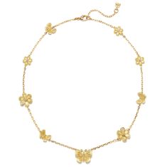 Temple St. Clair 18k Yellow Gold Diamond Golden Flower Butterfly Necklace