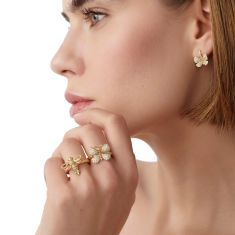 Temple St. Clair 18k Yellow Gold Diamond Snow Butterfly Ring - Size 6.5