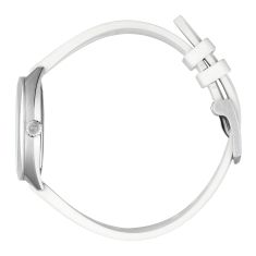 Gucci Interlocking Silver Diamond Dial White Rubber Strap Watch 29mm - YA142512