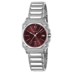 Gucci G-Flat Burgundy Galvanized Dial Stainless Steel Watch 30mm - YA166509