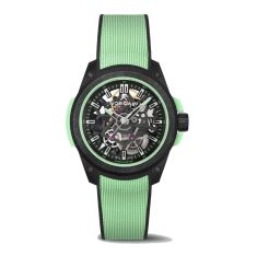 NORQAIN Wild One Limited Editon Black Skeleton Dial Green Rubber Strap Watch 39mm - N3001QBMT1LAS/B001/.18BQ