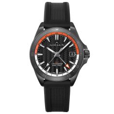image of NORQAIN Adventure NEVEREST GMT Black Dial Orange and White Ring Black Rubber Strap Automatic Watch 41mm - NNB1100BBCG/BO116/15BON.20B with sku:20560660