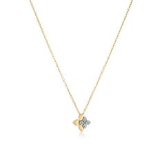Roberto Coin Love in Verona 1/10ctw Diamond 18k Yellow Gold Flower Pendant Necklace 1