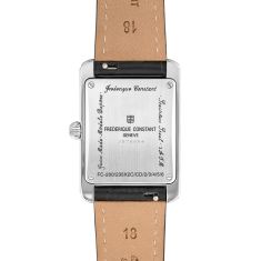 Frederique Constant Classics Carree Silver-Tone Dial Black Leather Strap Watch 28mm - FC-235S2C6